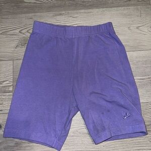 Vintage Nike Purple Embroidered Athletic Cotton Stretchy Biker Shorts Kids Sz L